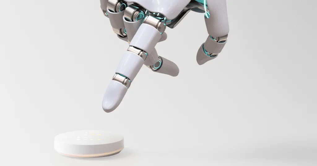 Robot hand for an article about AI's impact on recruiters.