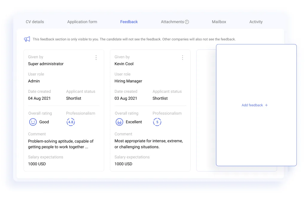 Interview scorecards with Hirebee