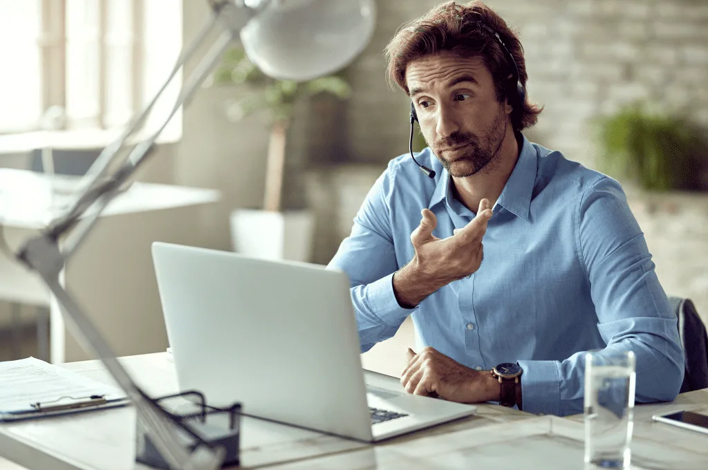 A Candidate Communicating with Someone while Having a Video Conference