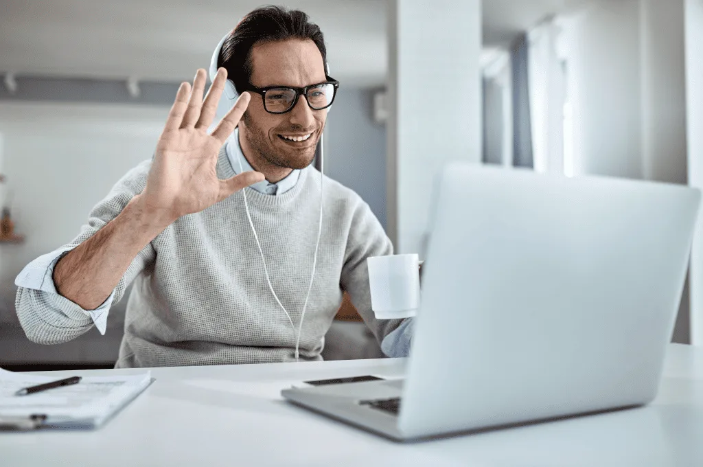 Candidate Waving During Their Online Meeting