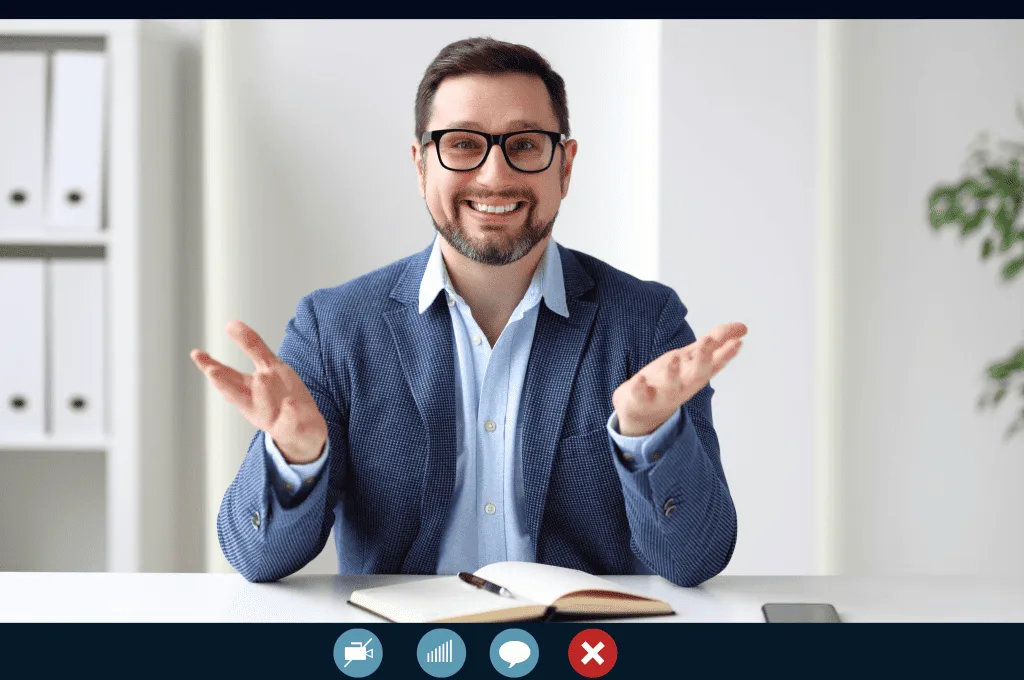 Delighted Candidate Smiling During a Video Call
