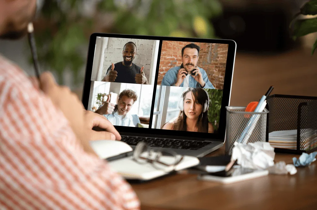 remote meeting held between different people