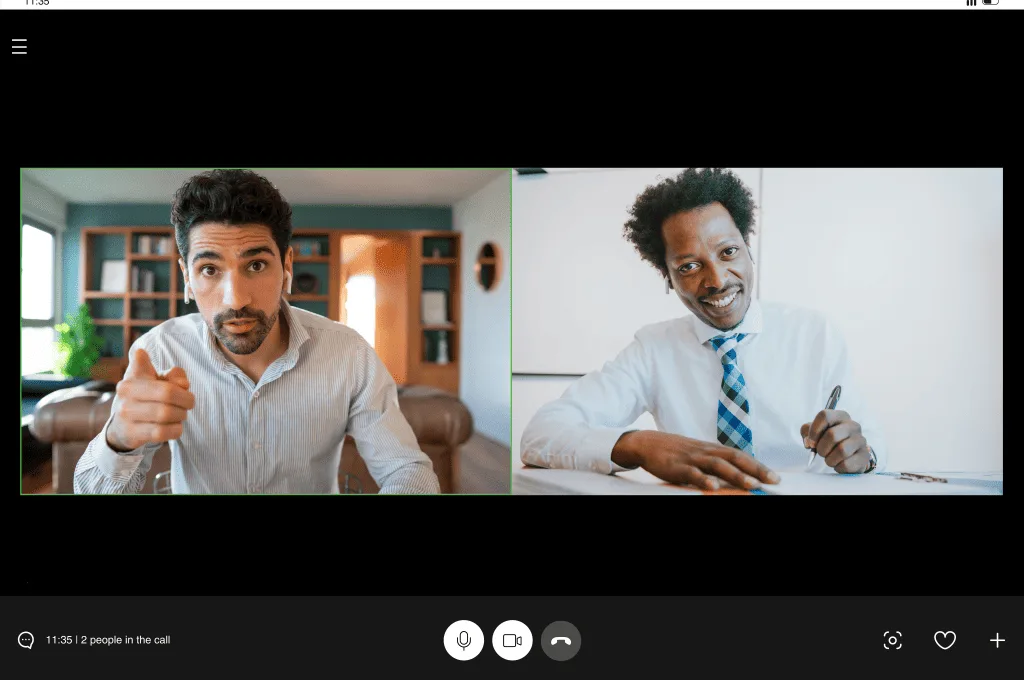Shot of two people talking to each other through video call