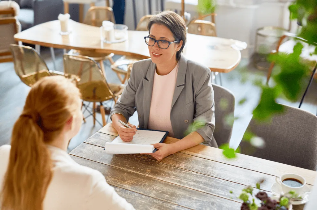HR manager providing feedback during interview