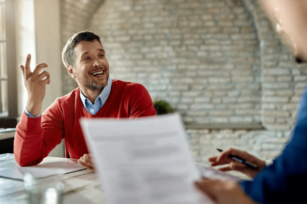 HR manager giving employee paid time off
