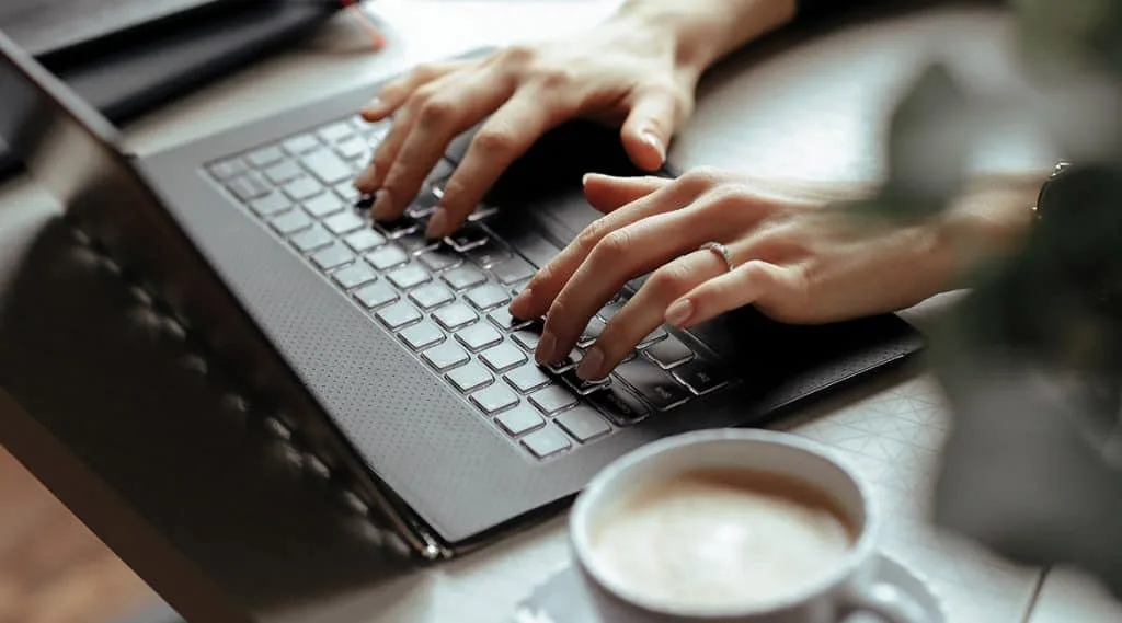Woman working on laptop