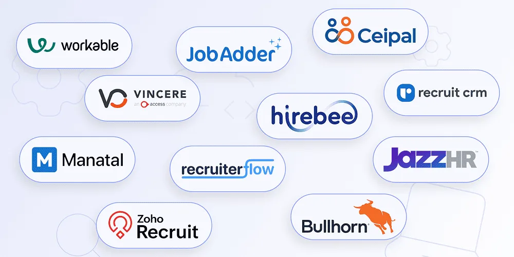 Logos of recruitment softwares for staffing agencies