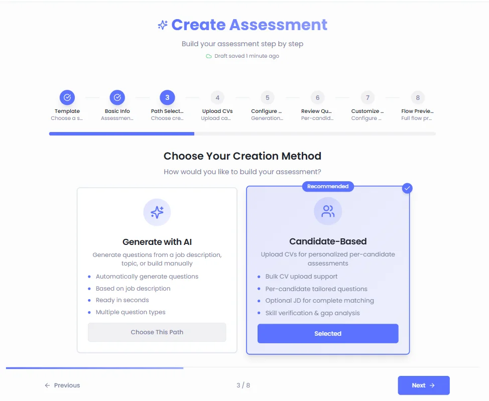 Candidate-Based Written Assessments - Hirebee Feature