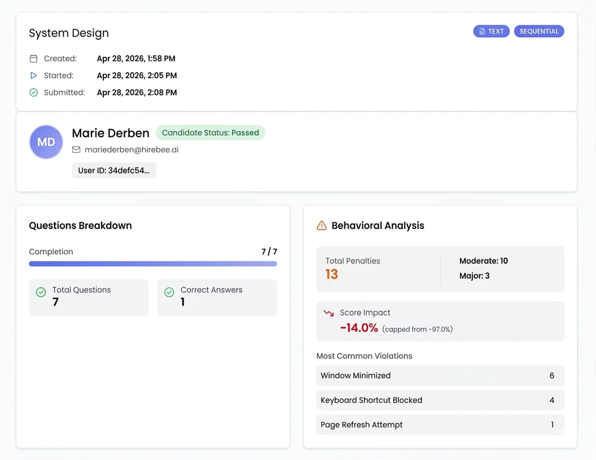 Detailed Evaluation Reports - Hirebee Feature