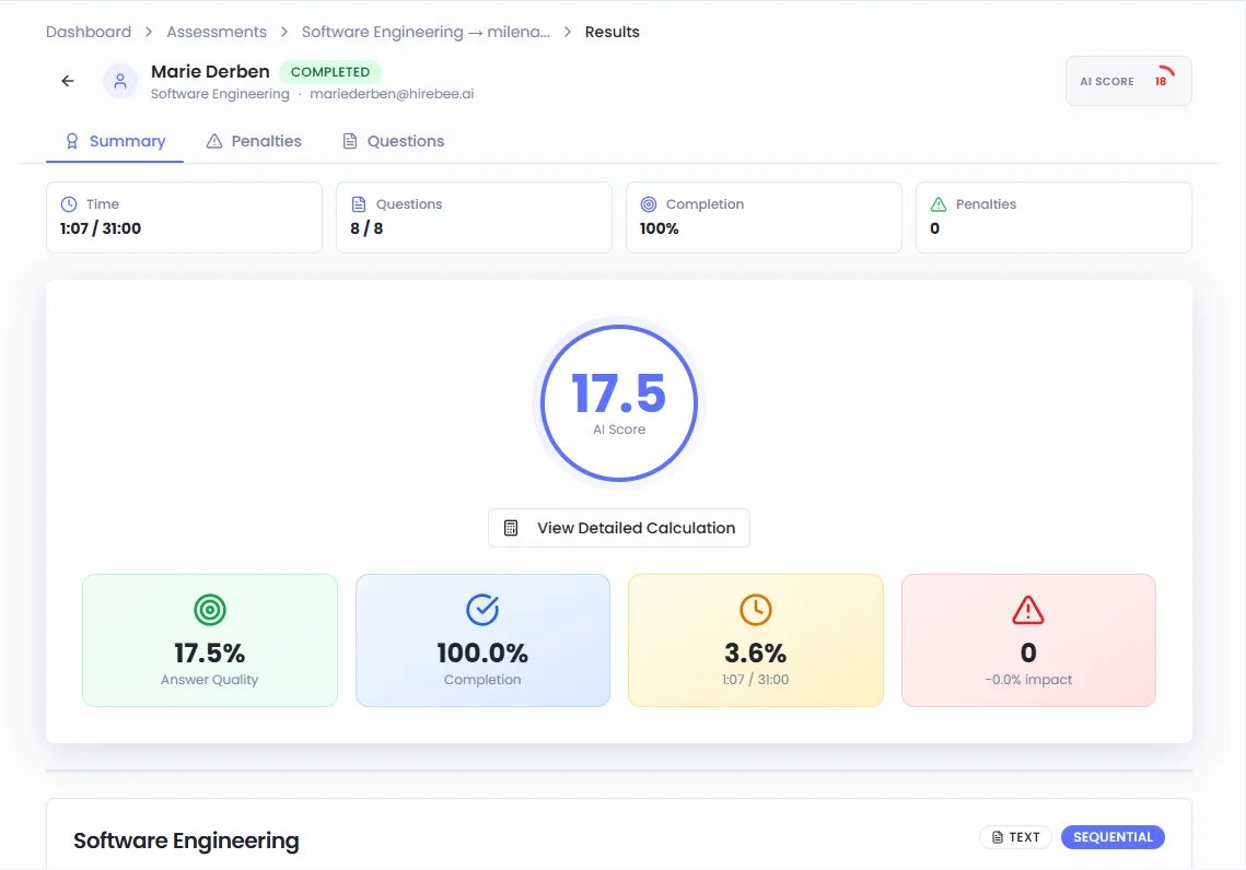Explainable Results - Hirebee Feature