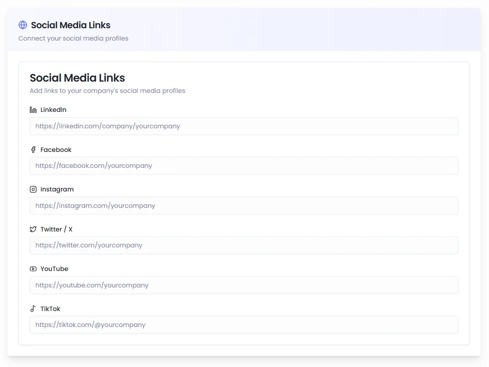 Social Media Links - Hirebee Feature