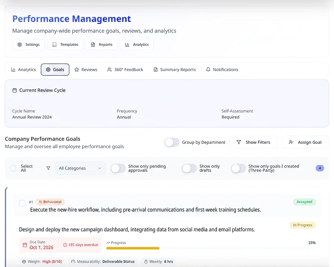 Goal Setting & OKRs - Hirebee Feature