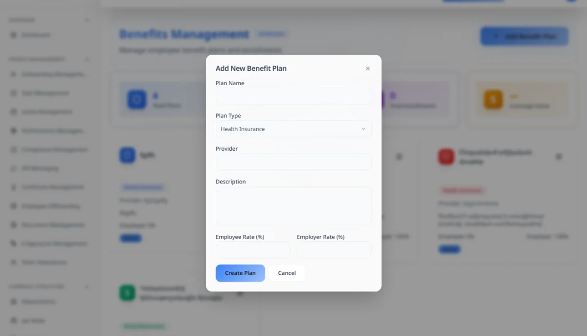 Benefit Plan Management - Hirebee Feature