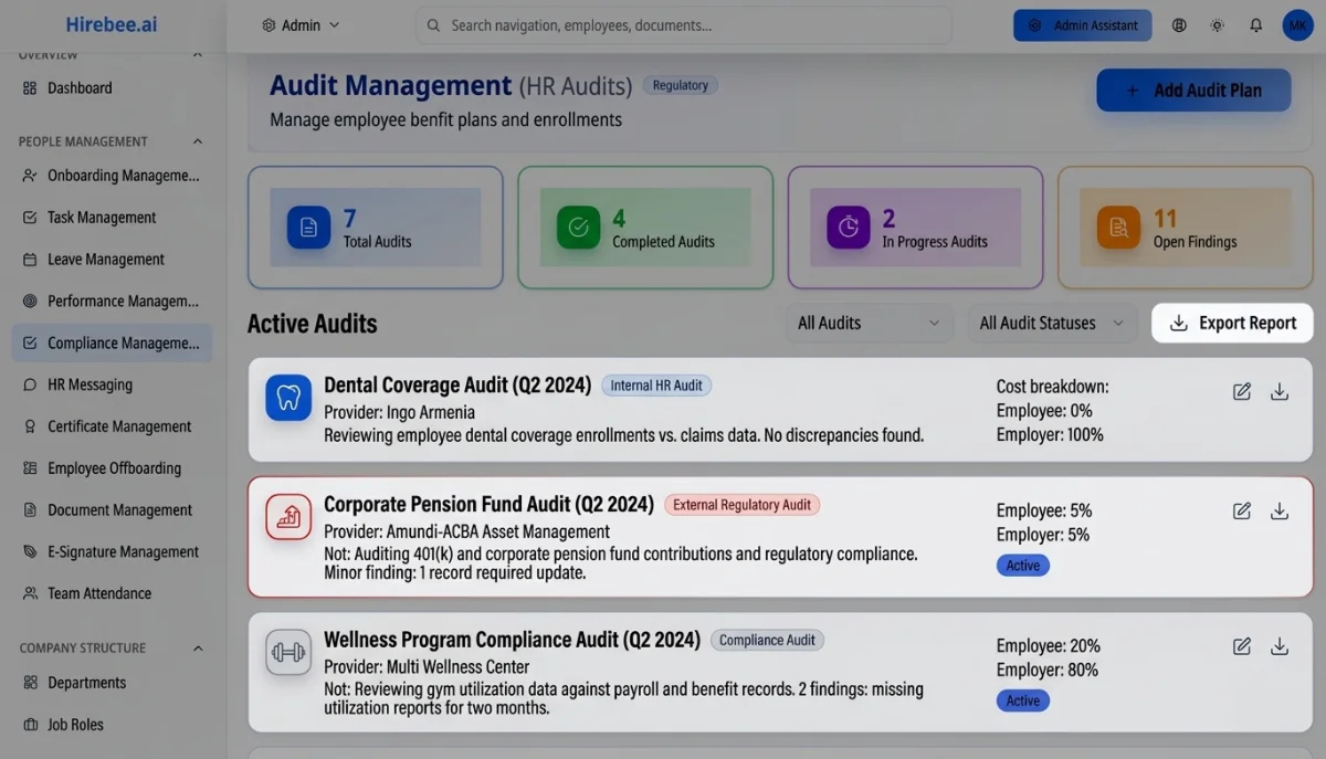 Audit Management - Hirebee Feature