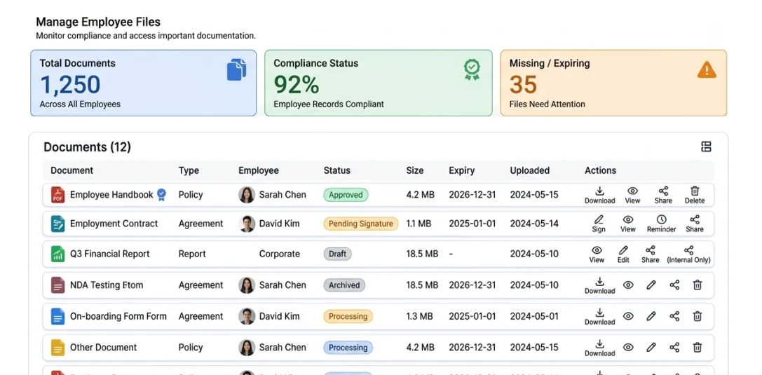 Document Repository & Organization - Hirebee Feature