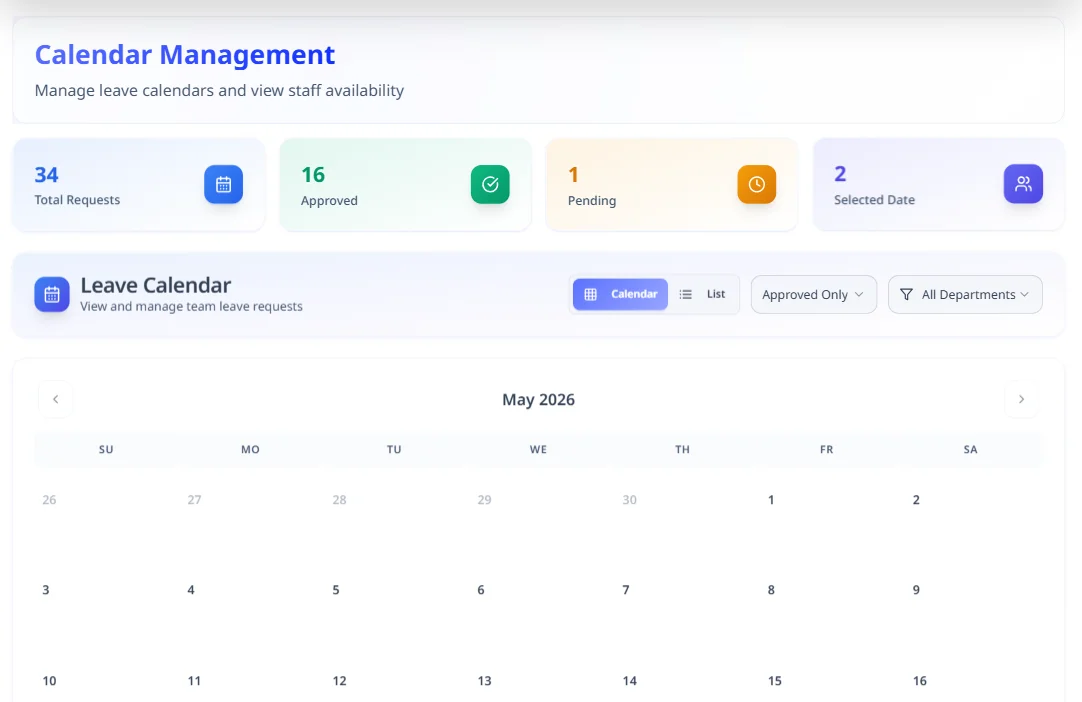 Team Calendar - Hirebee Feature