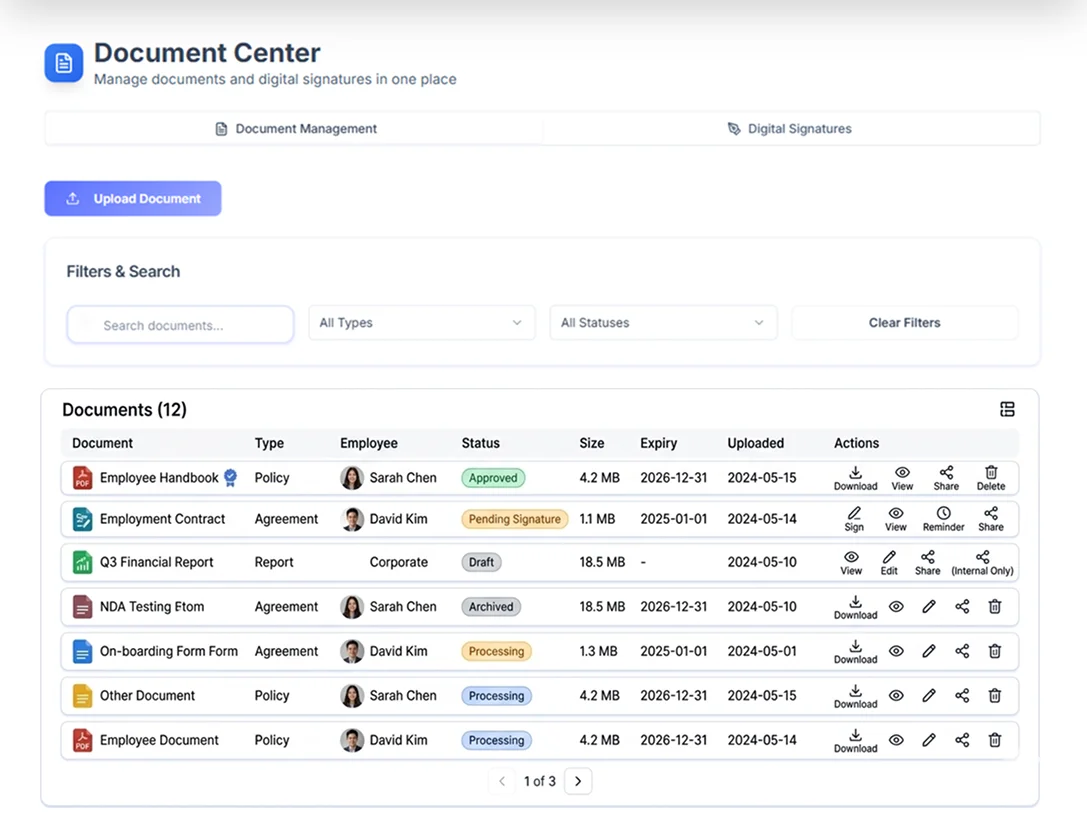 Document Management - Hirebee Feature