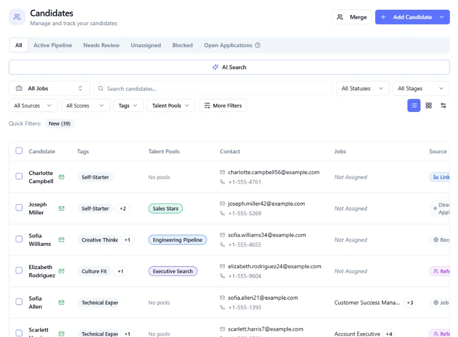 Advanced Candidate Sourcing Software for Efficient Recruitment - Hirebee HRMS Feature