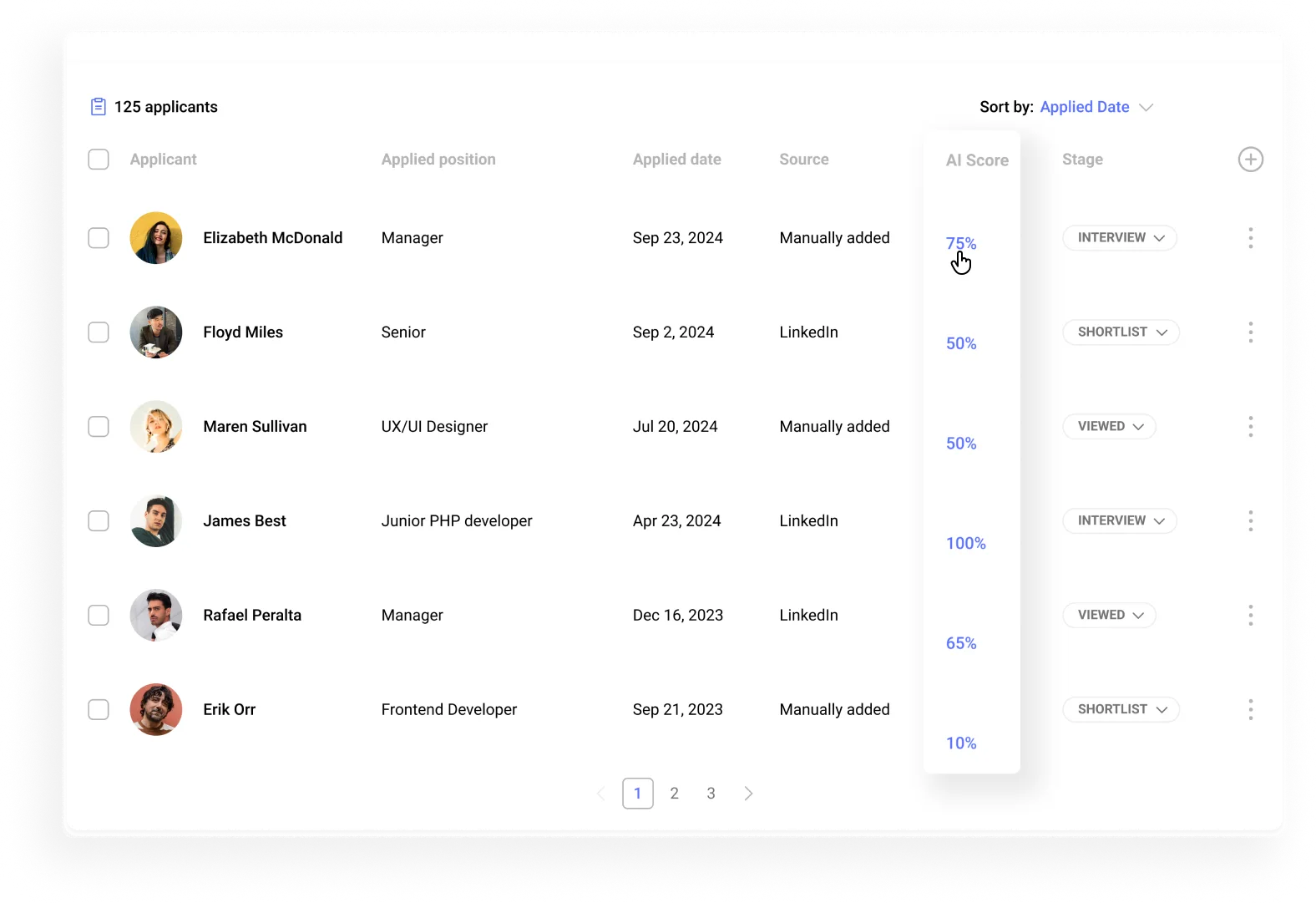 Automatic Candidate Ranking: AI-Driven Applicant Scoring System - Hirebee Feature