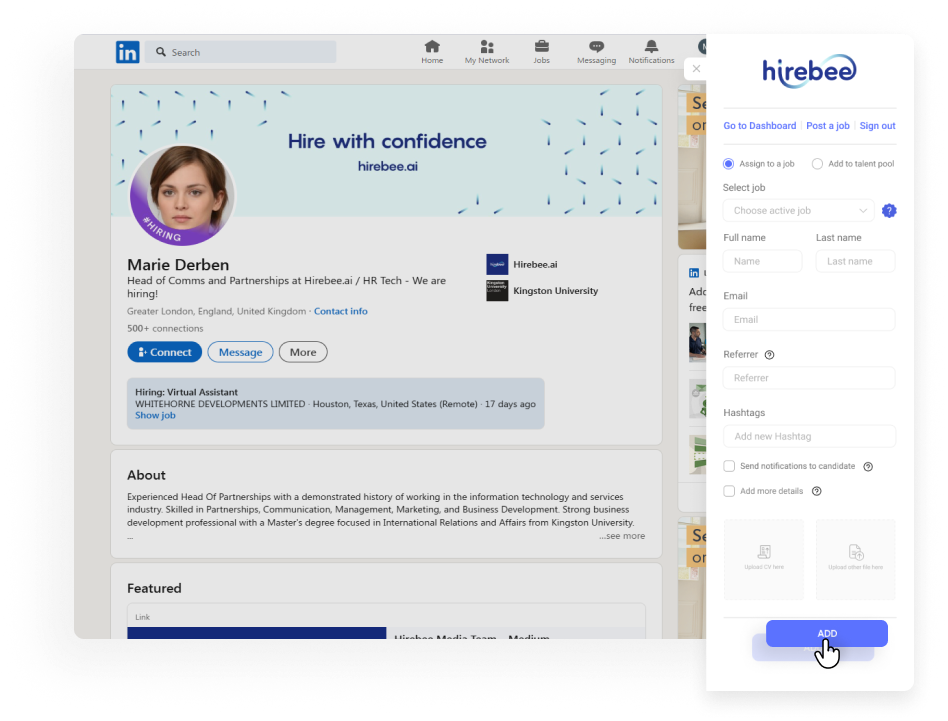 Sourcing Chrome Extension - Hirebee Feature