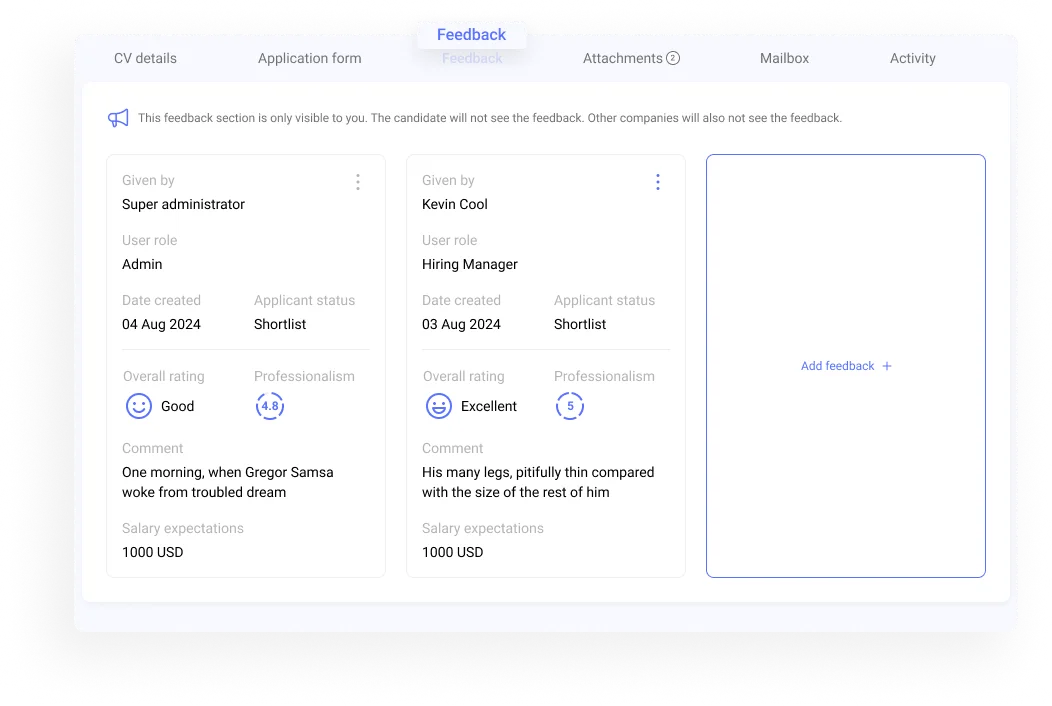 Advanced Candidate Scorecards - Hirebee Feature