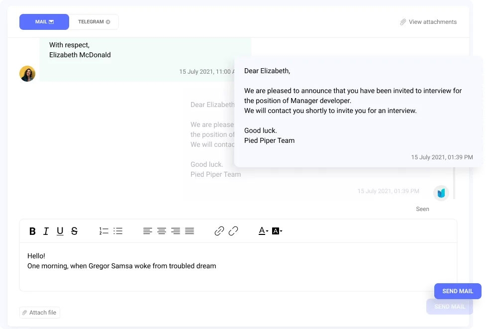 Direct Link with the Candidate - Hirebee Feature