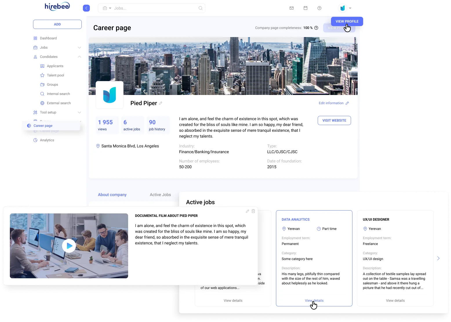 Branded Career Page - Hirebee HRMS Feature