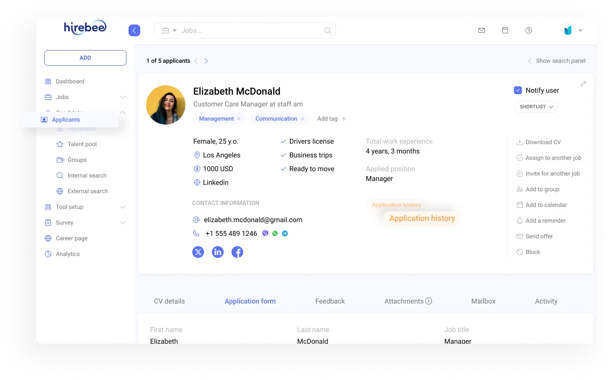 Unlock Actionable Insights with Advanced Analytics - Hirebee Feature