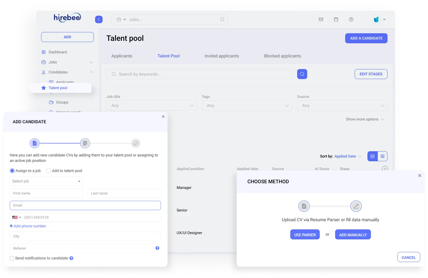 Adding Candidate Resumes Manually - Hirebee HRMS Feature
