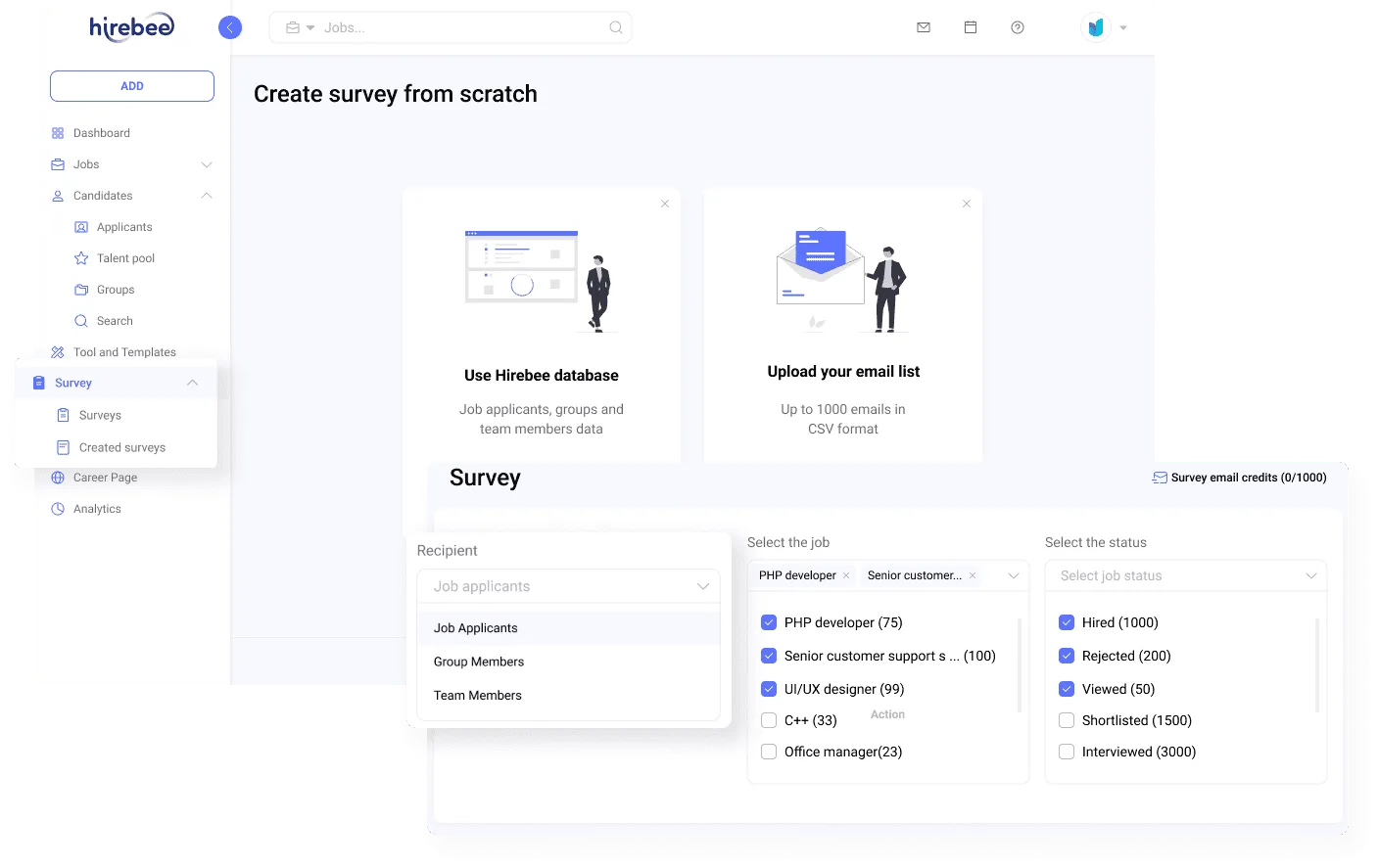 Create Customized Surveys for Better Candidate Insights - Hirebee Feature