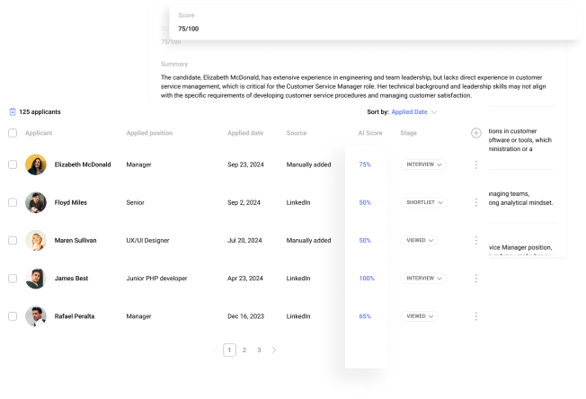 Hirebee applicant tracking dashboard for startups